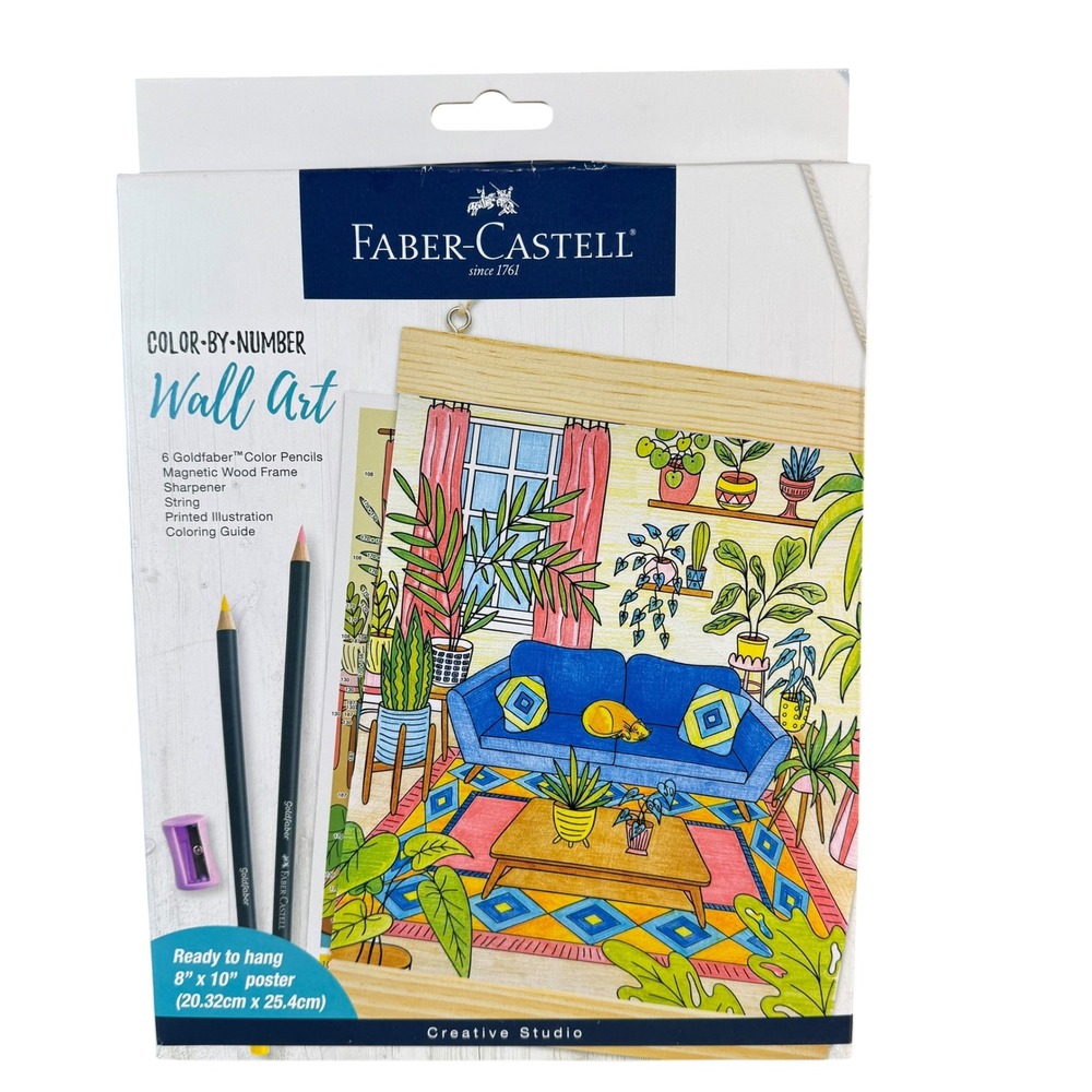 Faber-Castell Color By Number Wall Art Plant Room Kit‎ with Magnetic Wood Frame